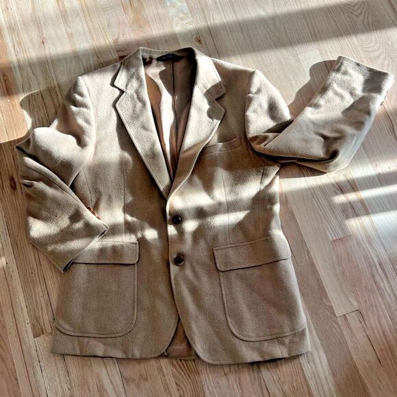 John Alexander Blazer Men's 42R Vintage 100% Worsted Wool USA‎ Made jacket beige - Picture 1 of 9